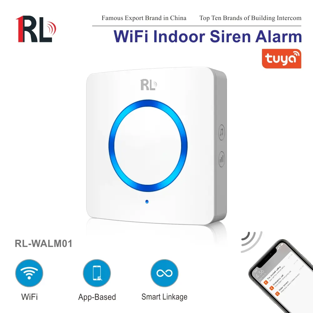 Indoor siren and chime for smart home, RL-WALM01, Tuya smart, 2.4GHz WiFi, 90dB, no hub needed, 大宝lg娱乐pt游戏 1