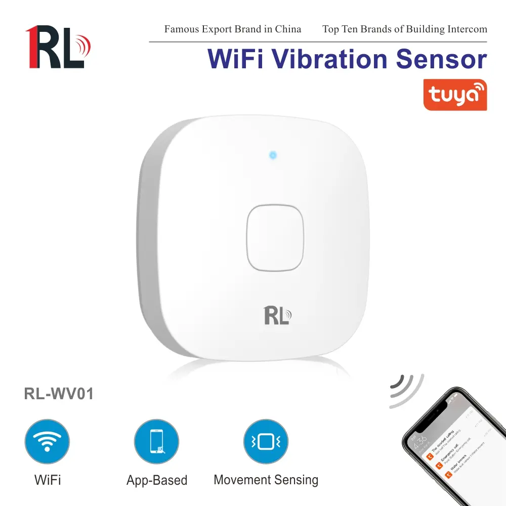 Vibration sensor for smart home, RL-WV01, Tuya smart, 2.4GHz WiFi, no hub needed, automation, 大宝lg娱乐pt游戏 1